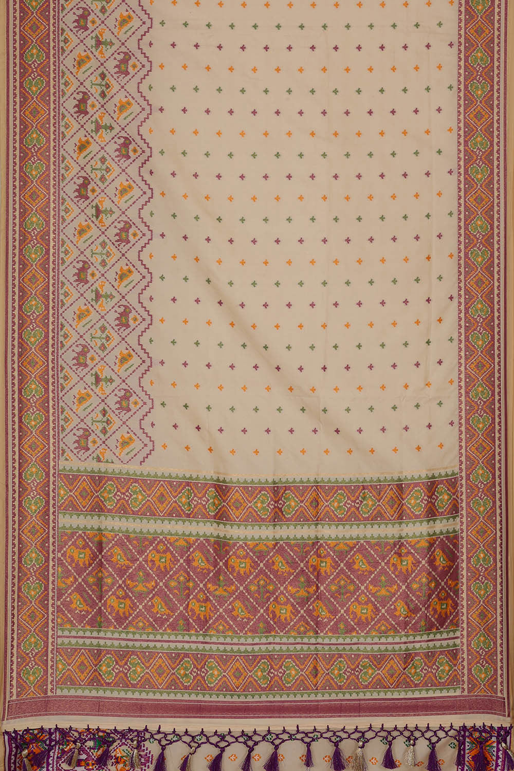 Image of Banarasi Semi Khatan Cream Saree