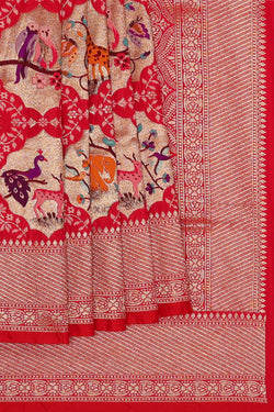 Image of Banarasi Silk Red Saree