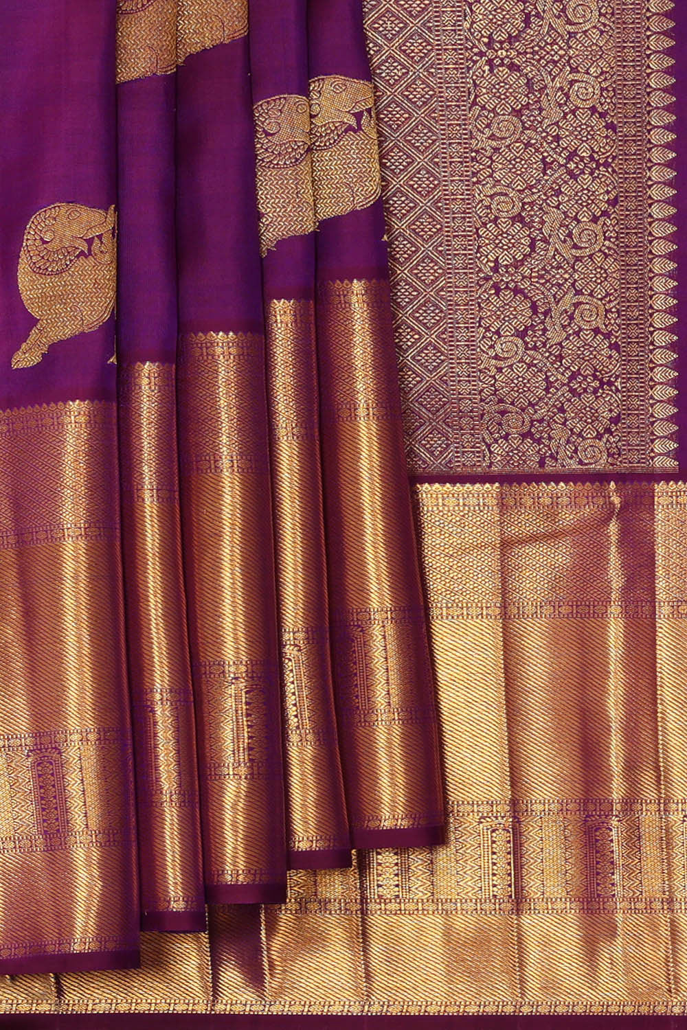 Kanchipattu Magenta Purple Brocade Saree