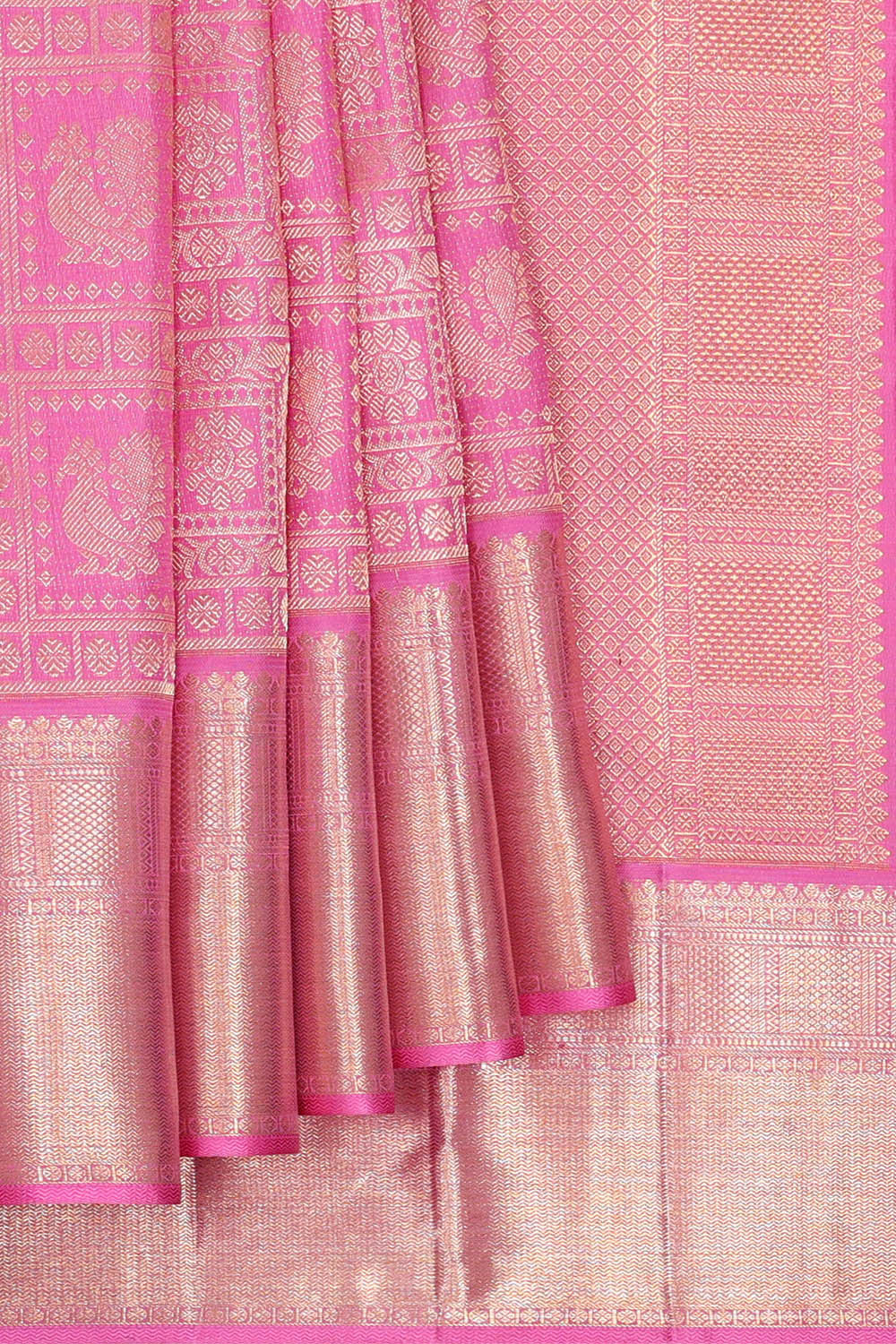 Image of Kanchipattu Pink Brocade Saree