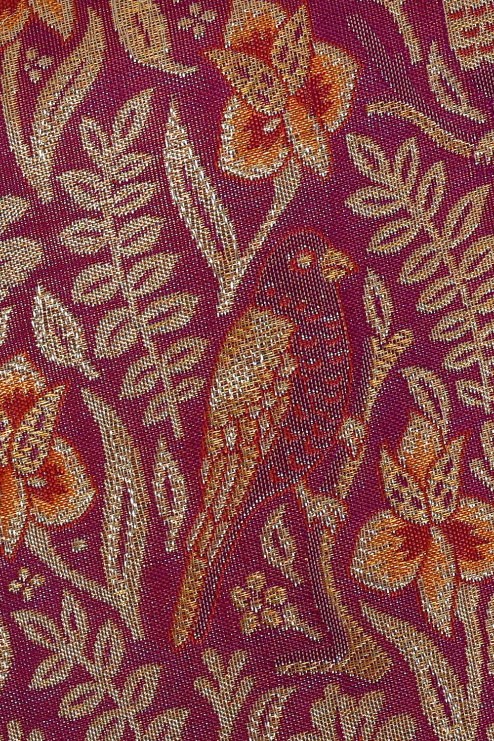 Kanchipattu Golden Magenta Tissue Brocade Saree