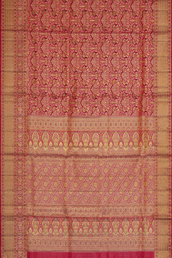 Image of Kanchipattu Pinkish Red Tissue Brocade Saree