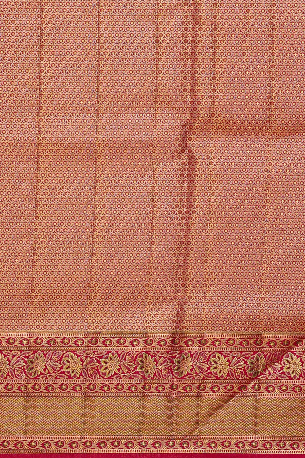 Kanchipattu Pinkish Red Tissue Brocade Saree