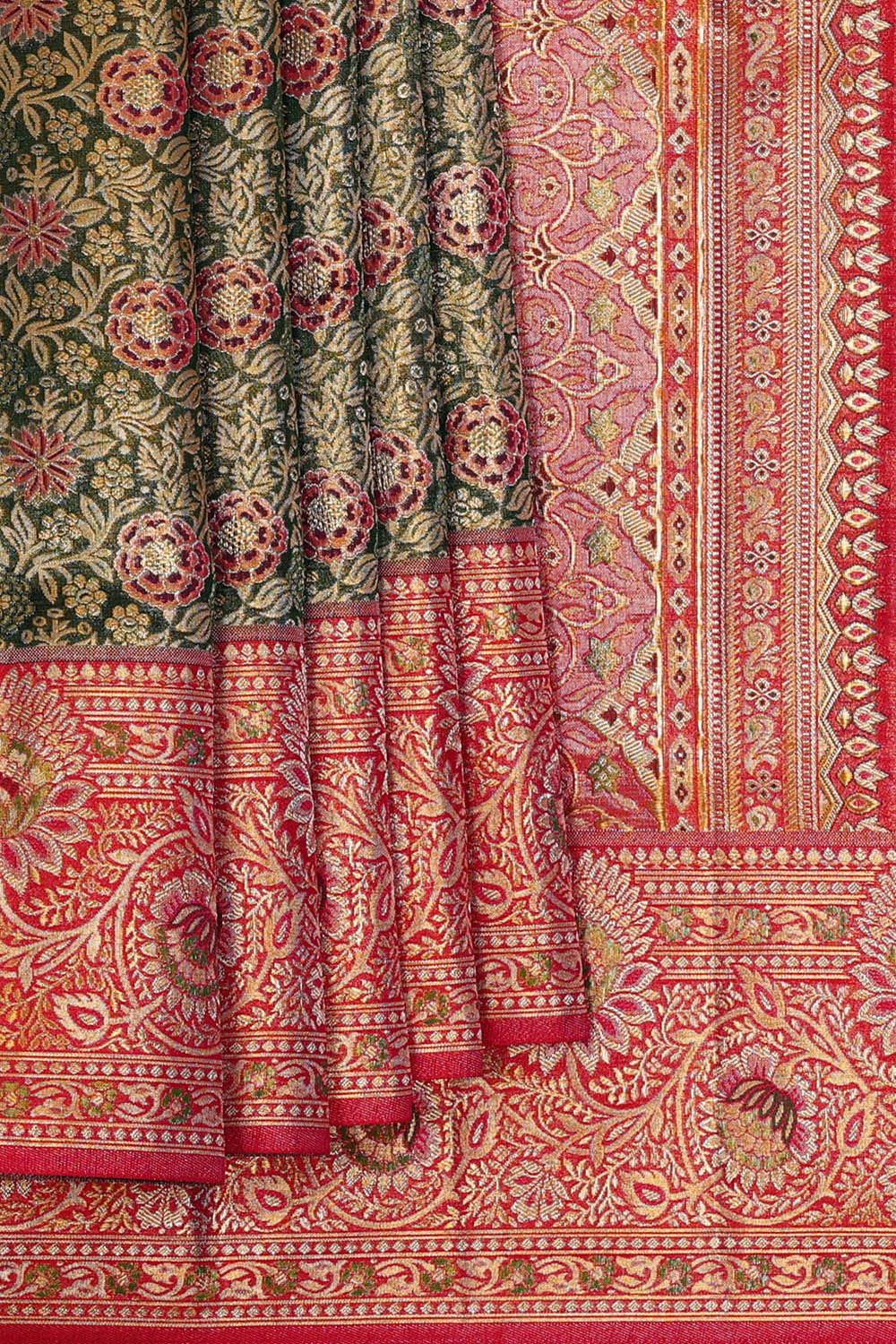 Kanchipattu Green Tissue Brocade Saree