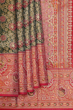 Image of Kanchipattu Green Tissue Brocade Saree