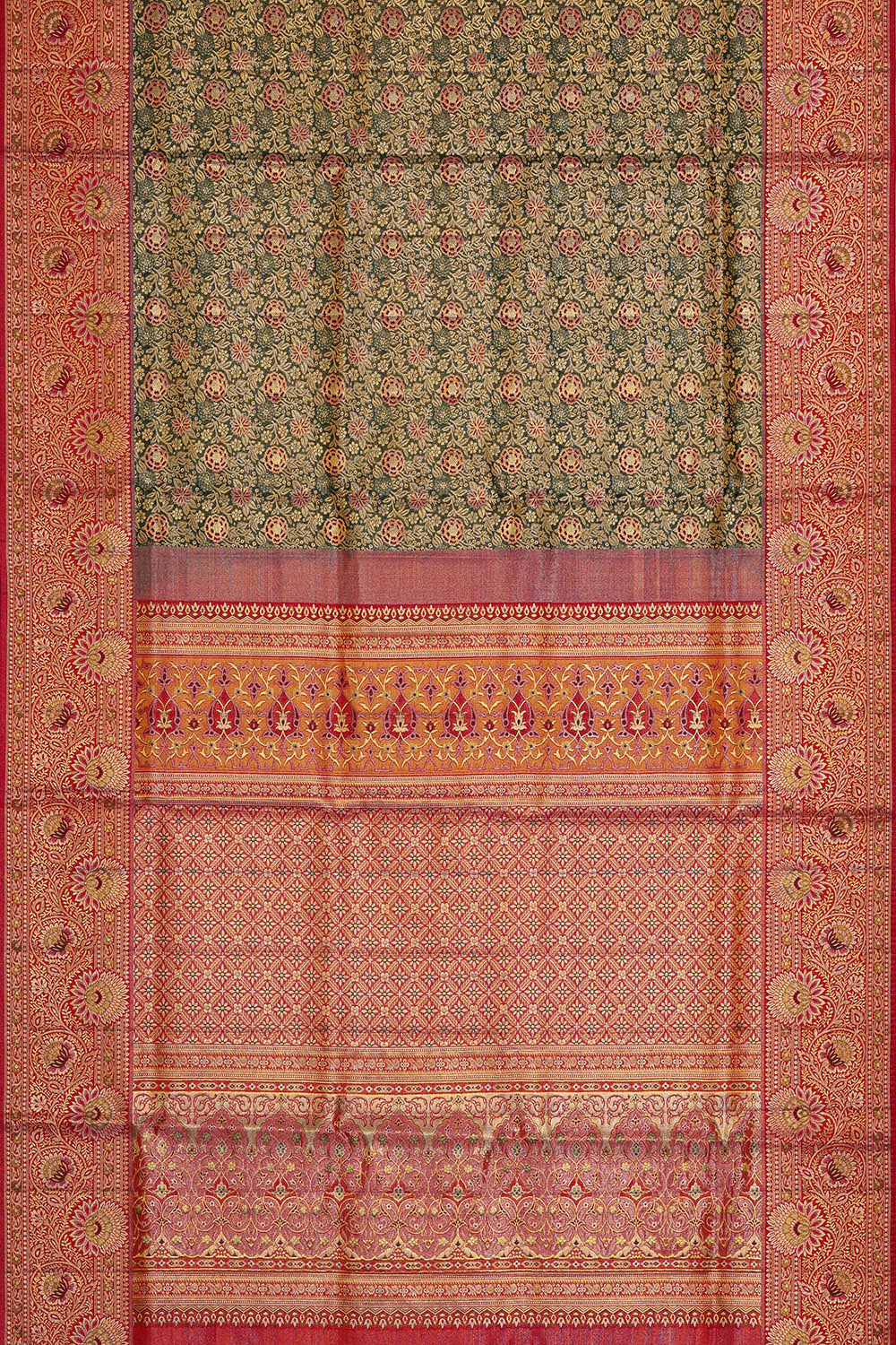 Kanchipattu Green Tissue Brocade Saree
