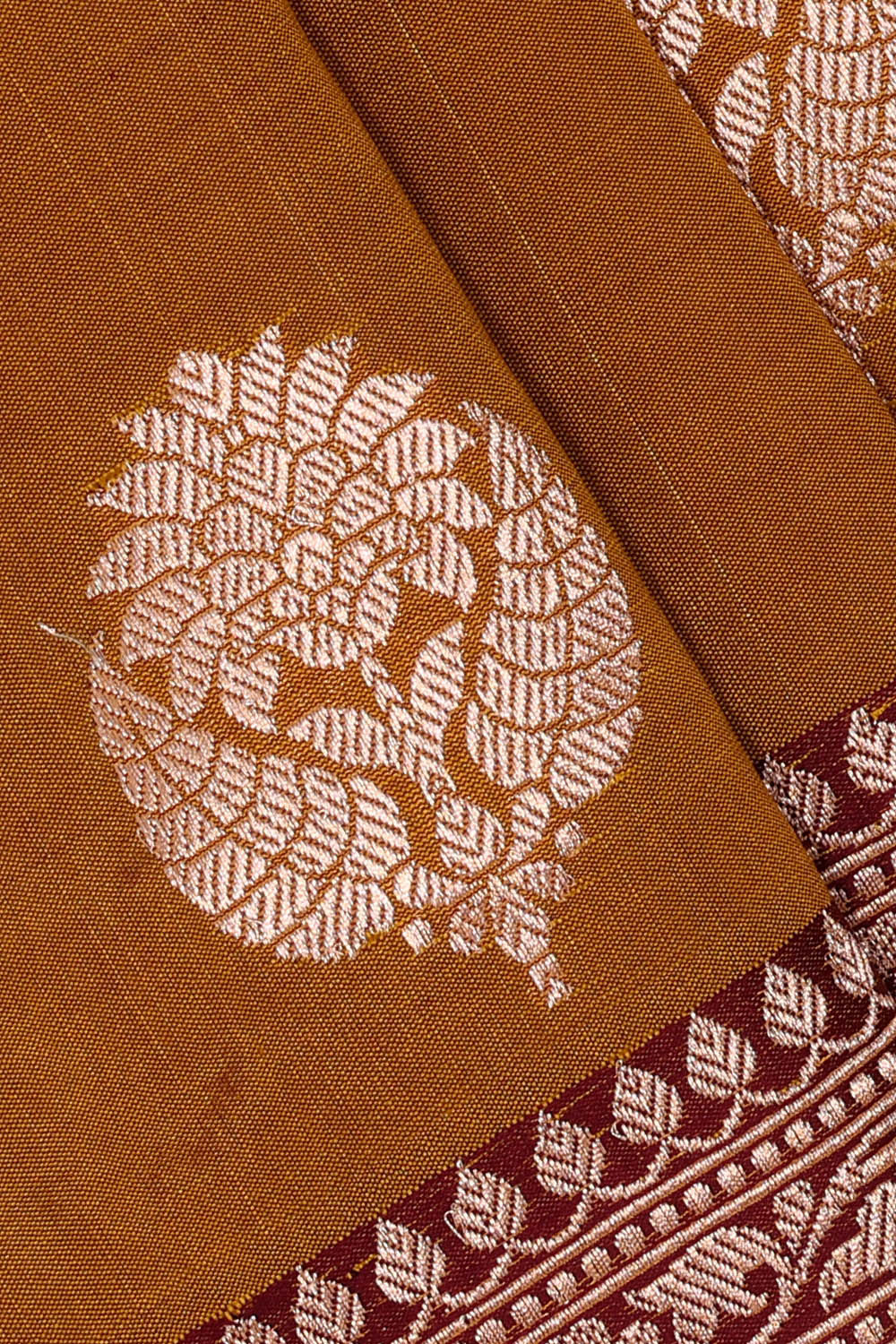 Image of Banarasi Khatan Silk Dark Mustard Yellow Saree