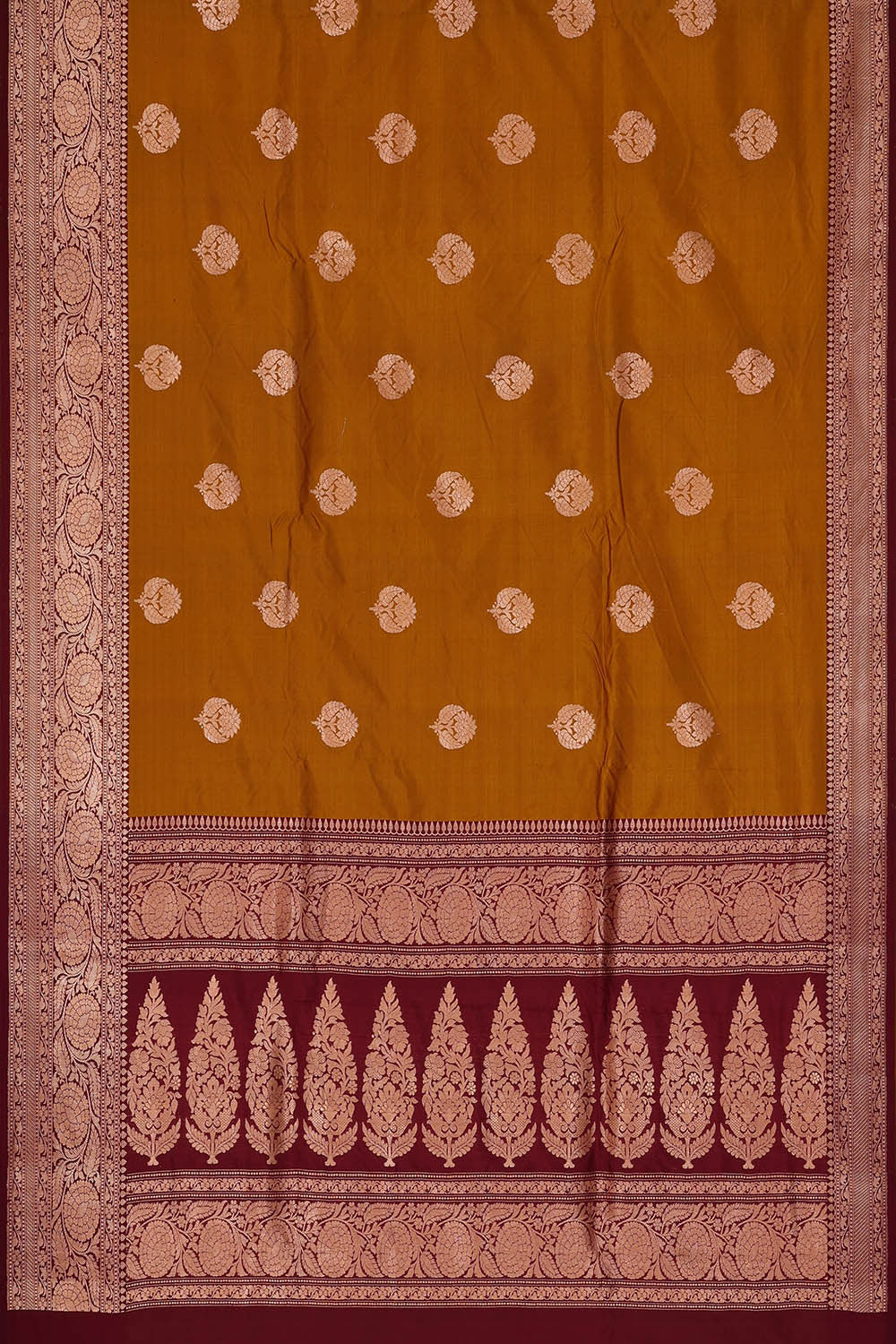 Image of Banarasi Khatan Silk Dark Mustard Yellow Saree