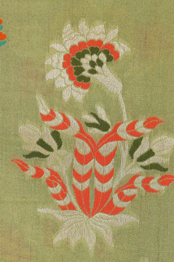 Image of Tussar Georgette Sage Green Saree