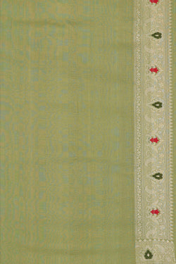 Image of Tussar Georgette Sage Green Saree