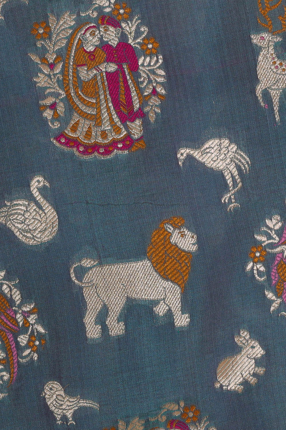 Banarasi Silk Peacock Blue Saree