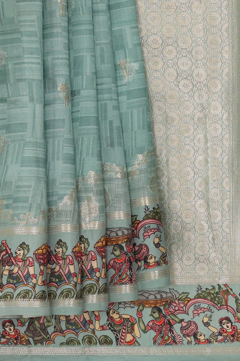 Image of Sea Blue Silk Saree