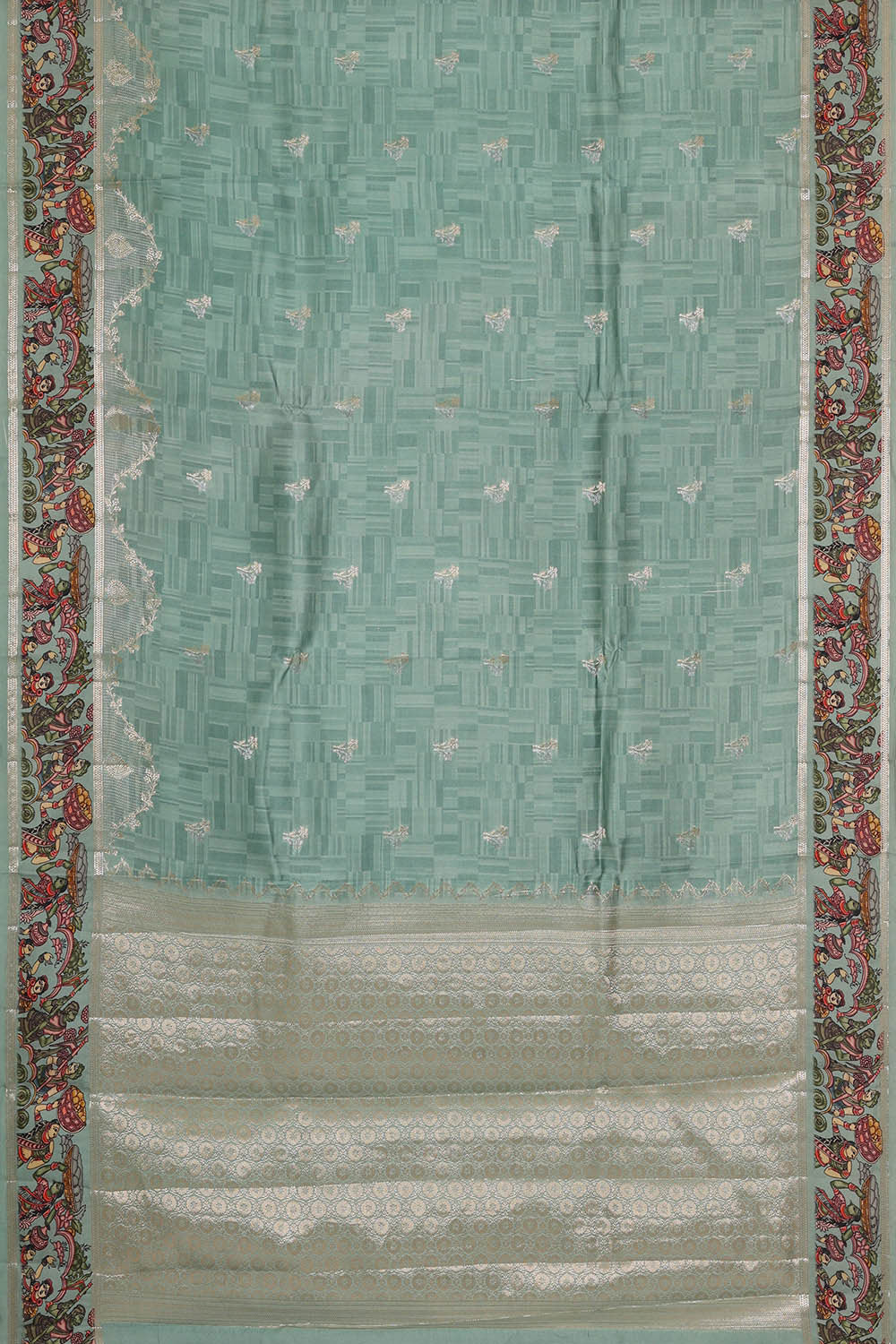 Image of Sea Blue Silk Saree