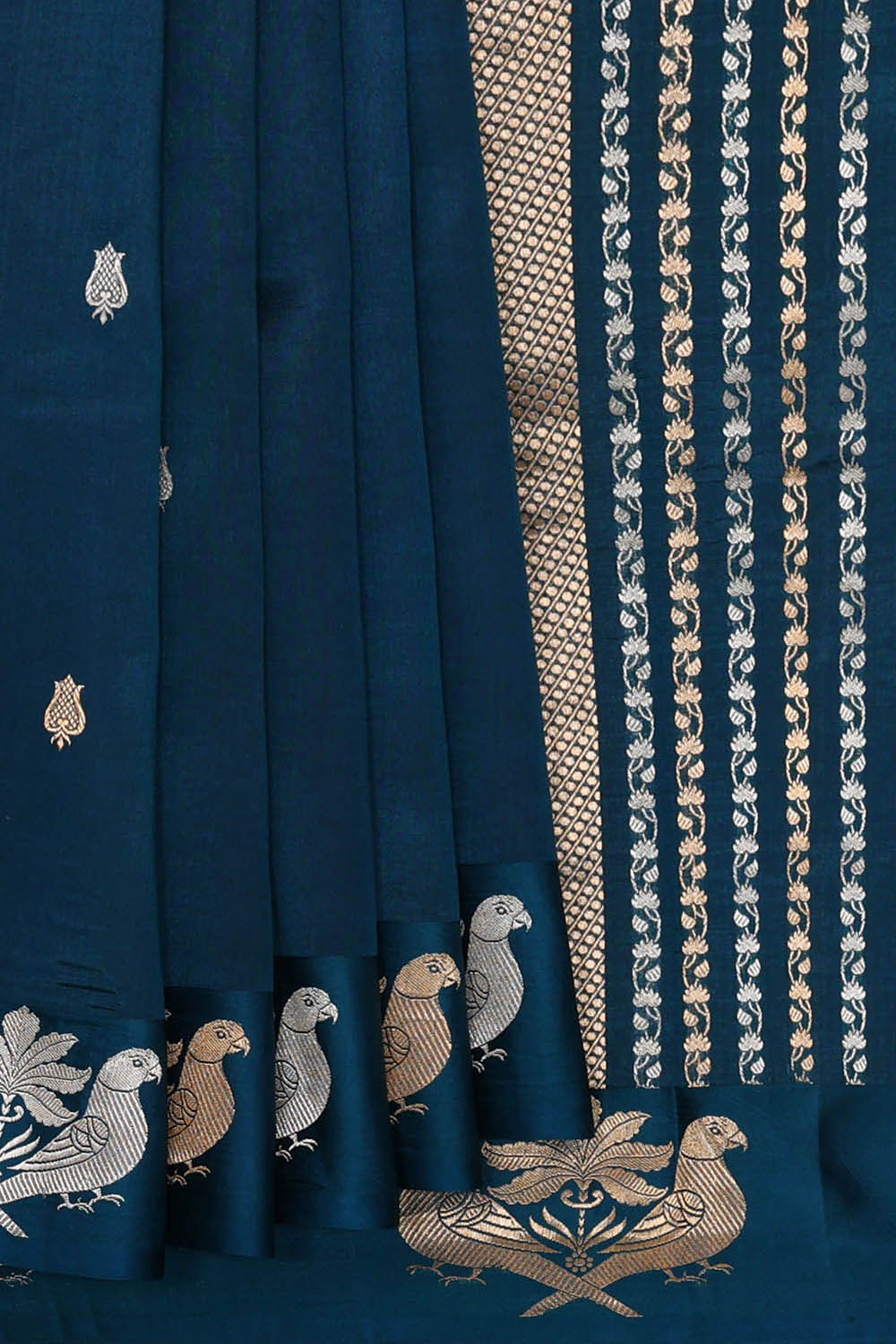 Image of Peacock Blue Silk Saree