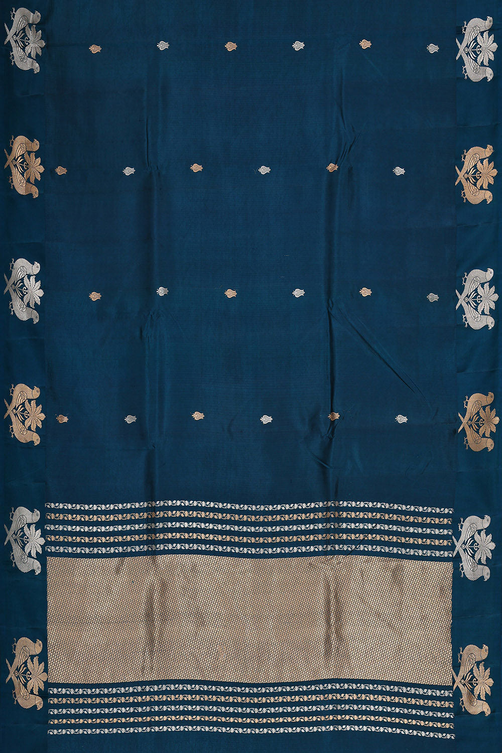 Image of Peacock Blue Silk Saree