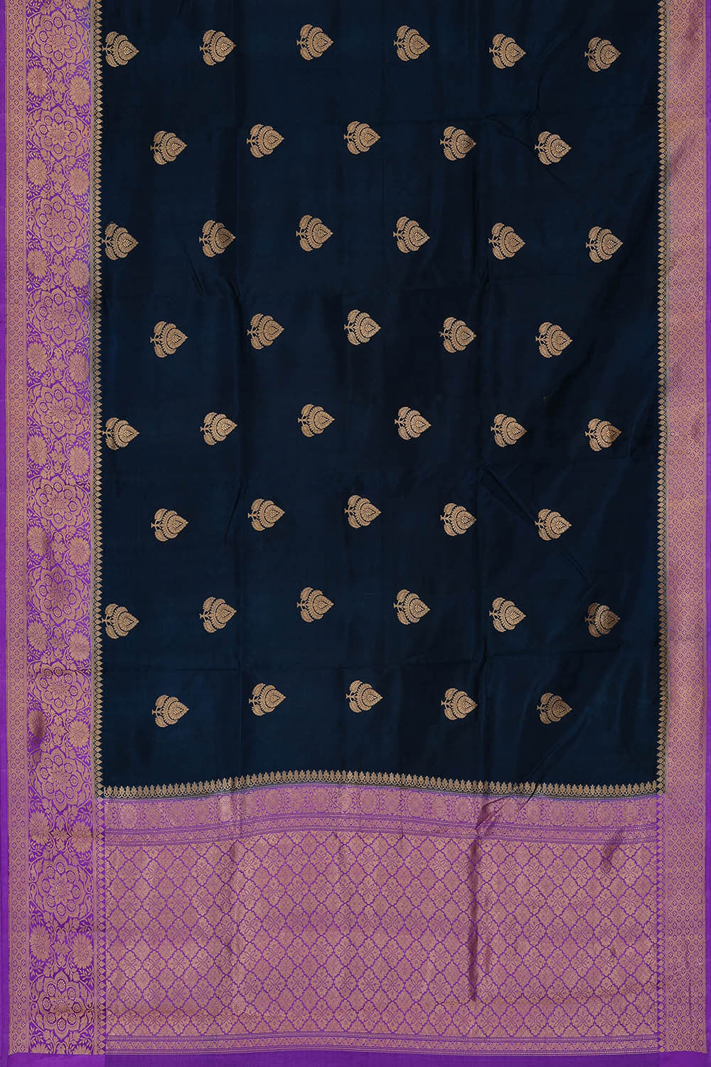 Banarasi Khatan Silk Dark Navy Blue Saree
