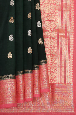 Image of Bottle Green Silk Saree
