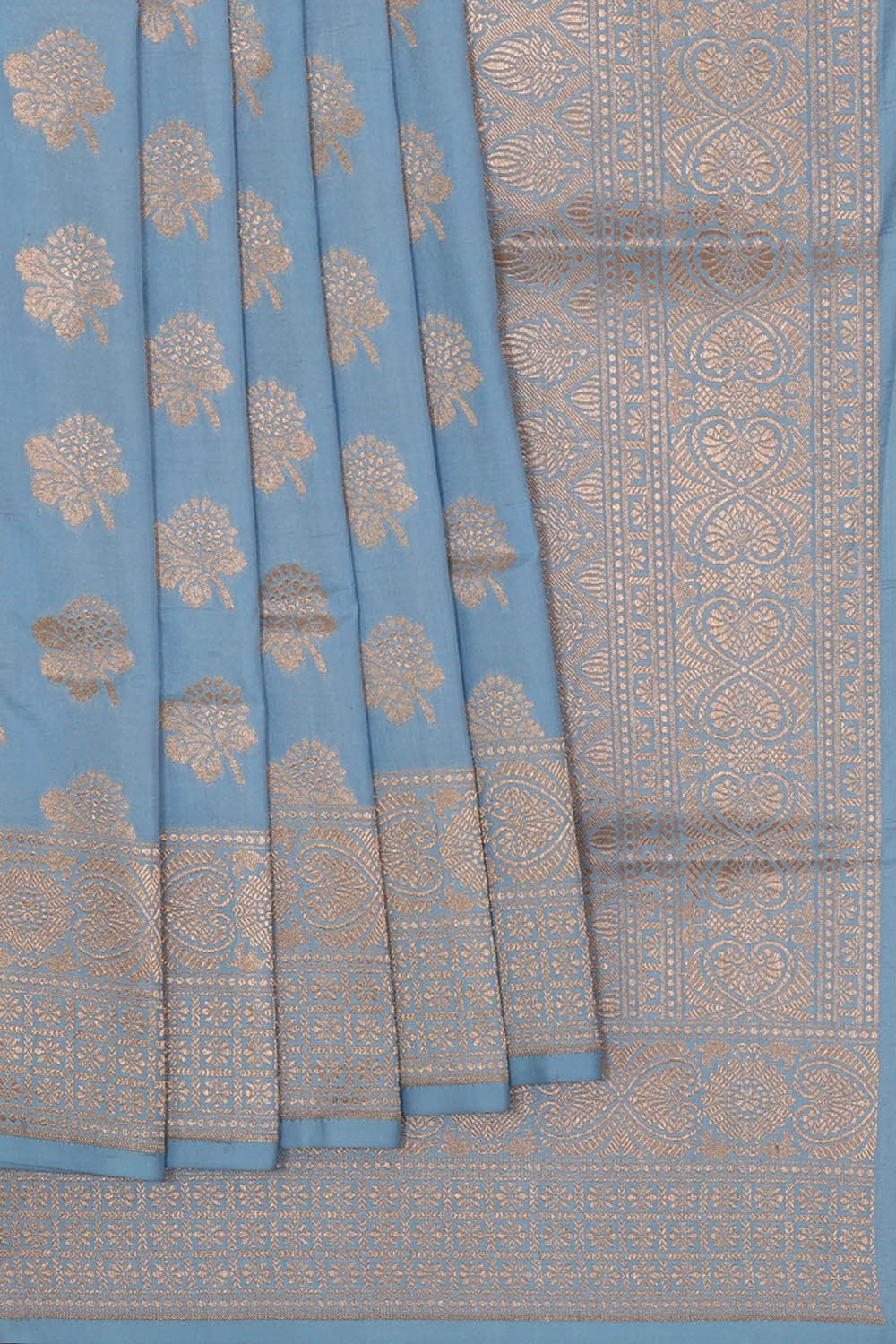 Image of Banarasi Silk Dull Blue Saree