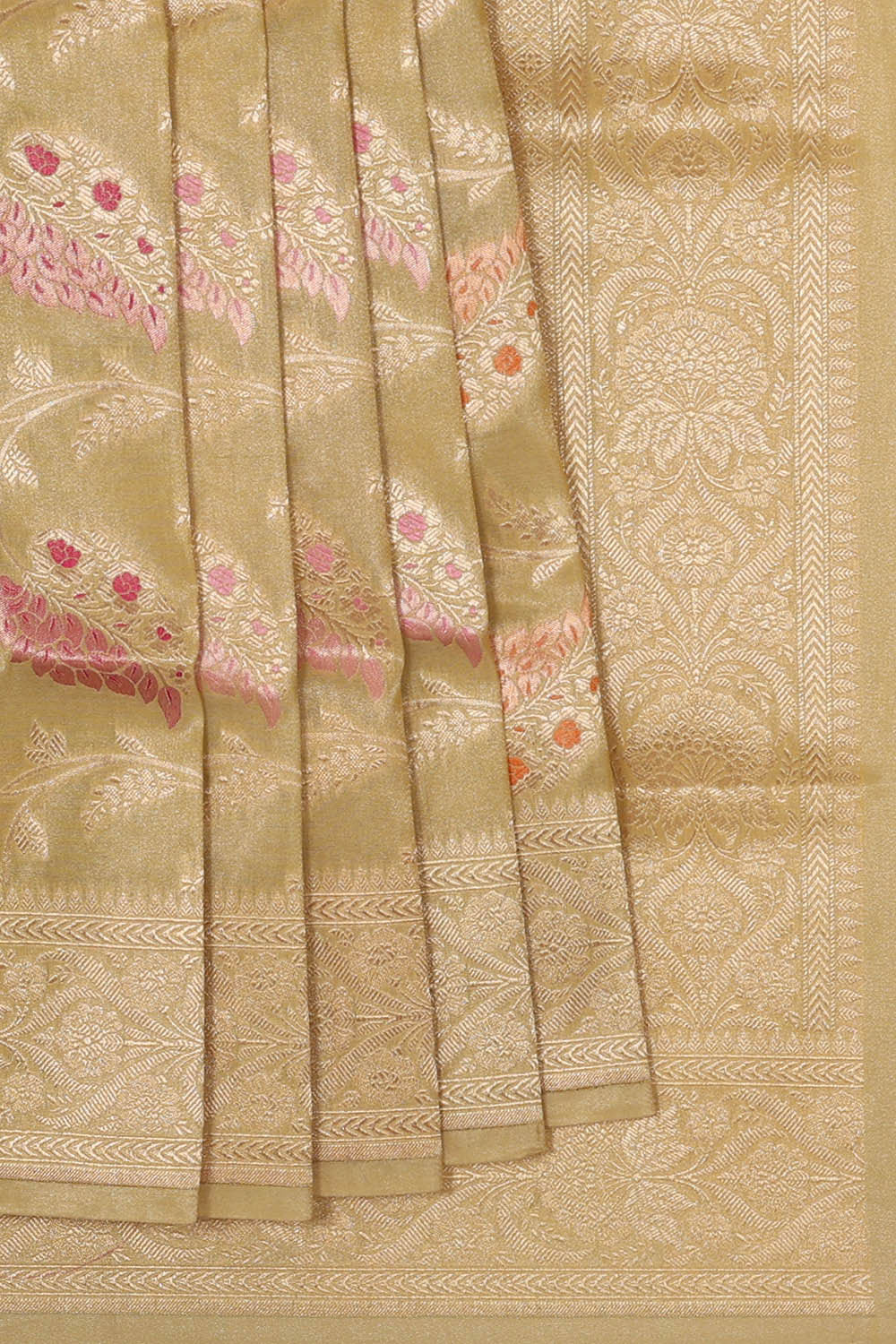 Image of Banarasi Silk Dark Cream Saree