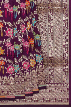 Image of Banarasi Silk Violet Saree