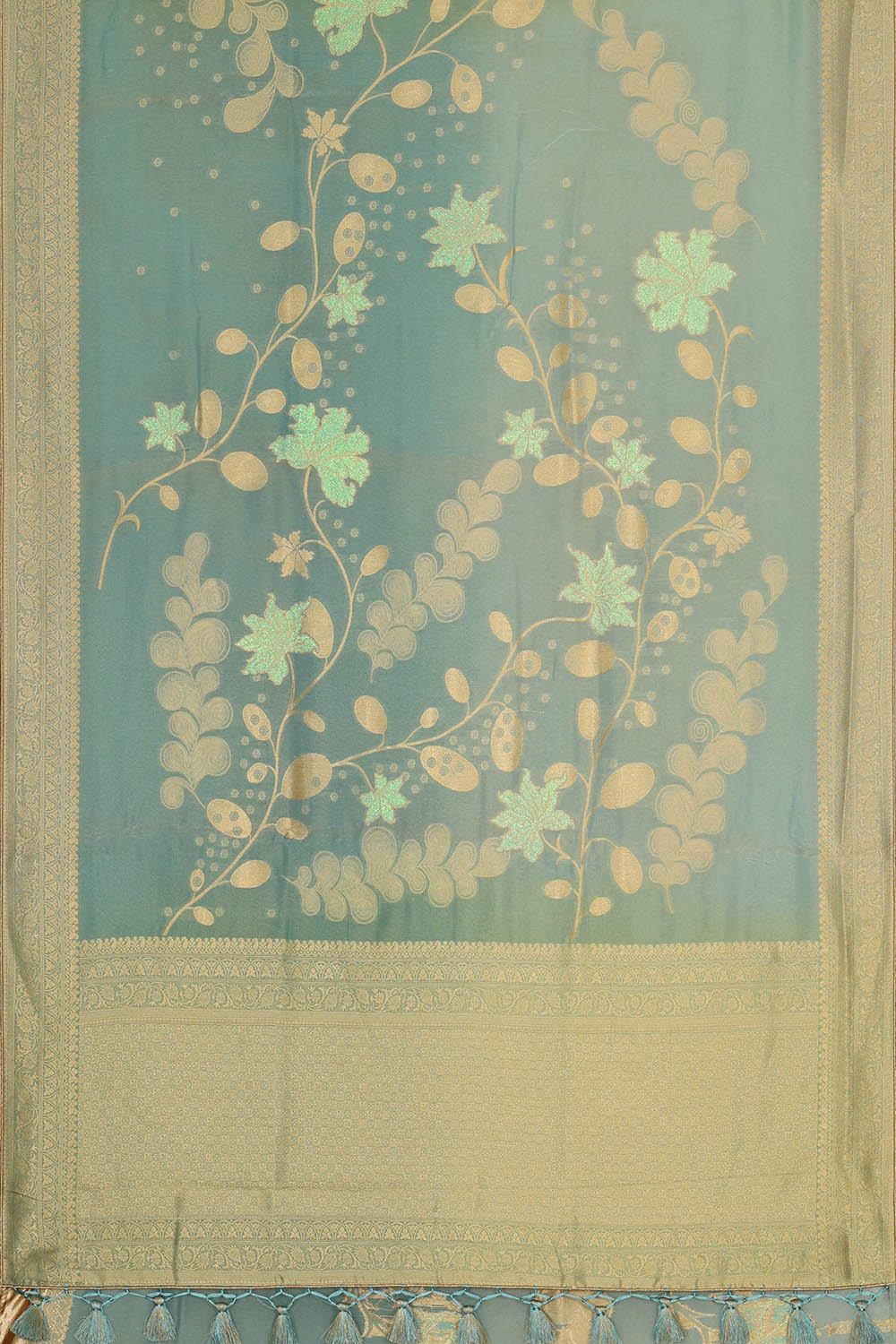 Image of Sea Blue Silk Saree