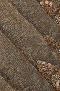 Image of Banarasi Crush Organza Dark Cream Saree