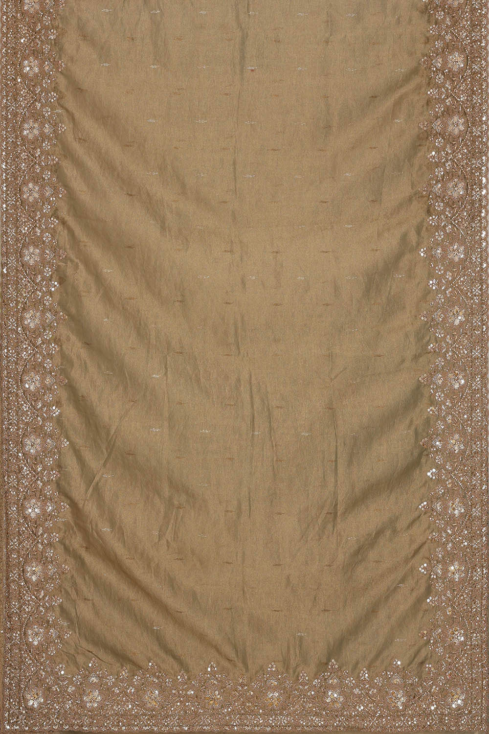 Image of Banarasi Crush Organza Dark Cream Saree