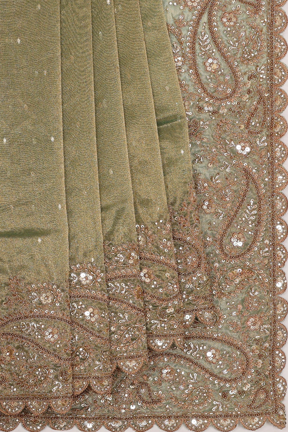 Banarasi Crush Organza Sage Green Saree