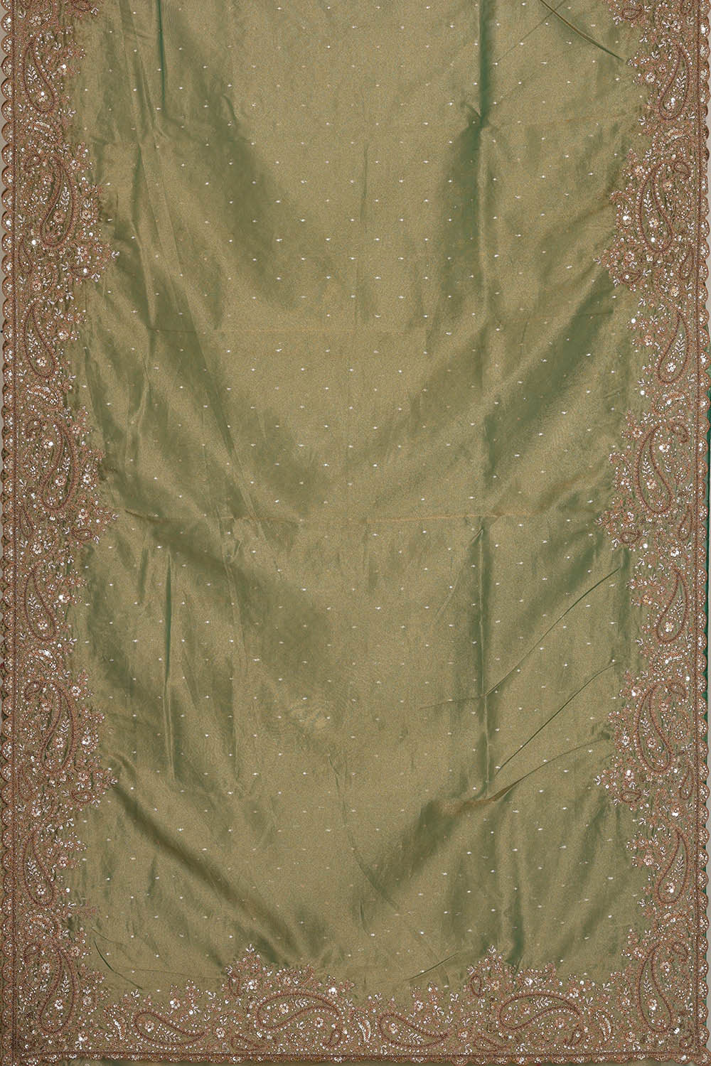 Banarasi Crush Organza Sage Green Saree