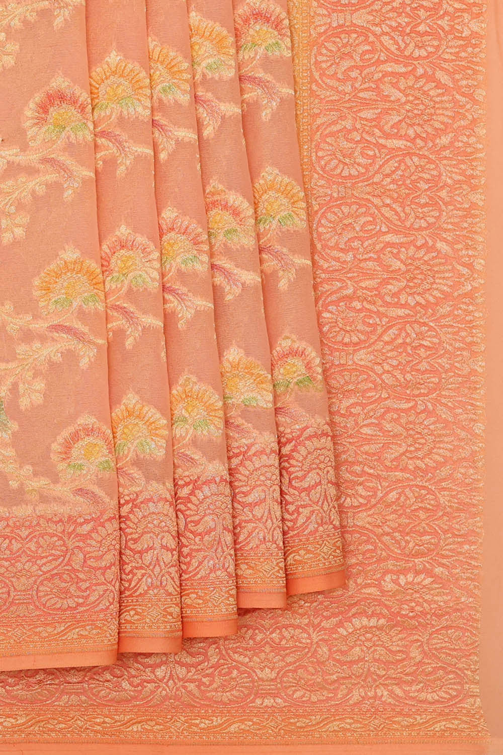 Banarasi Georgette Peach Saree
