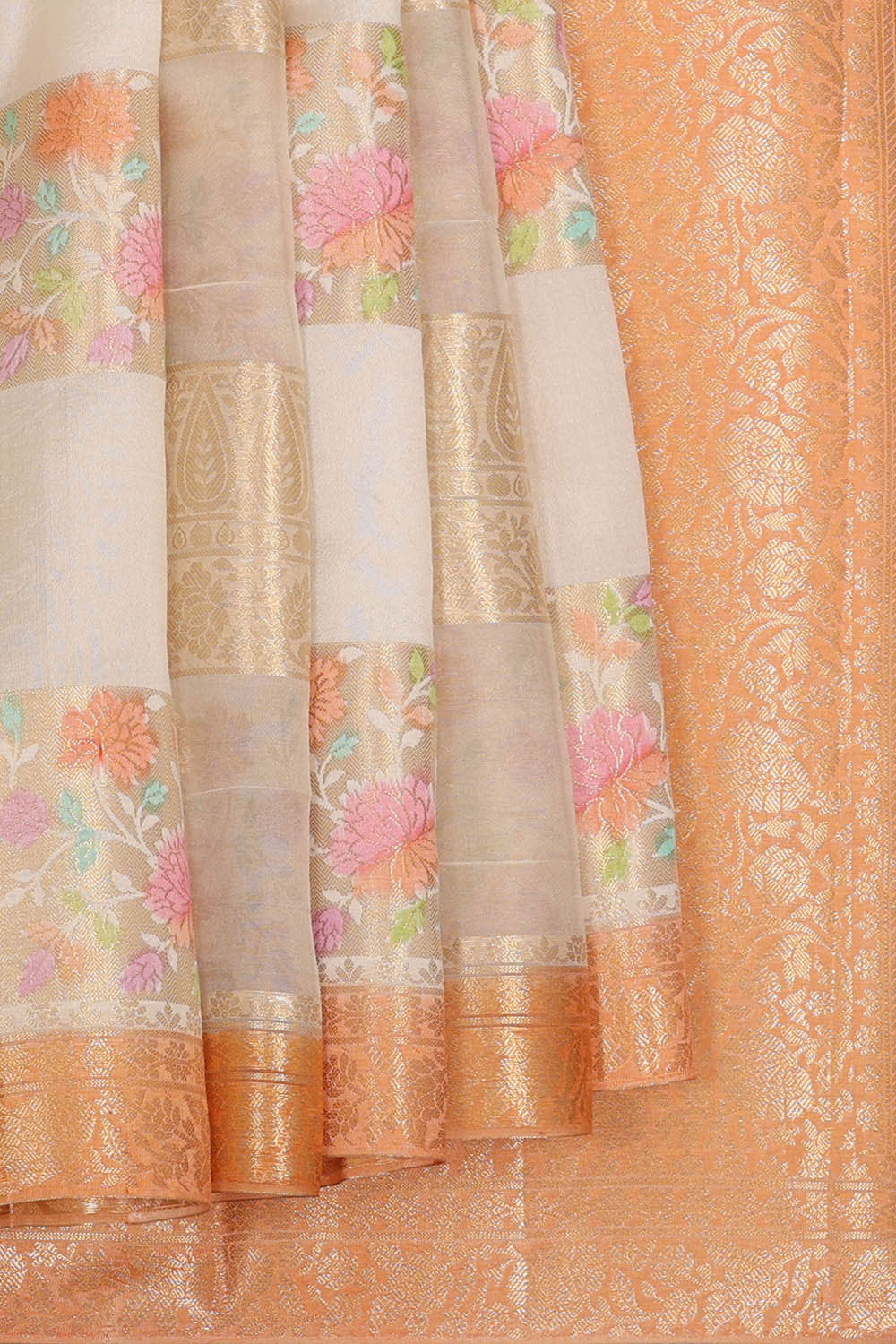 Image of Cream Silk Saree