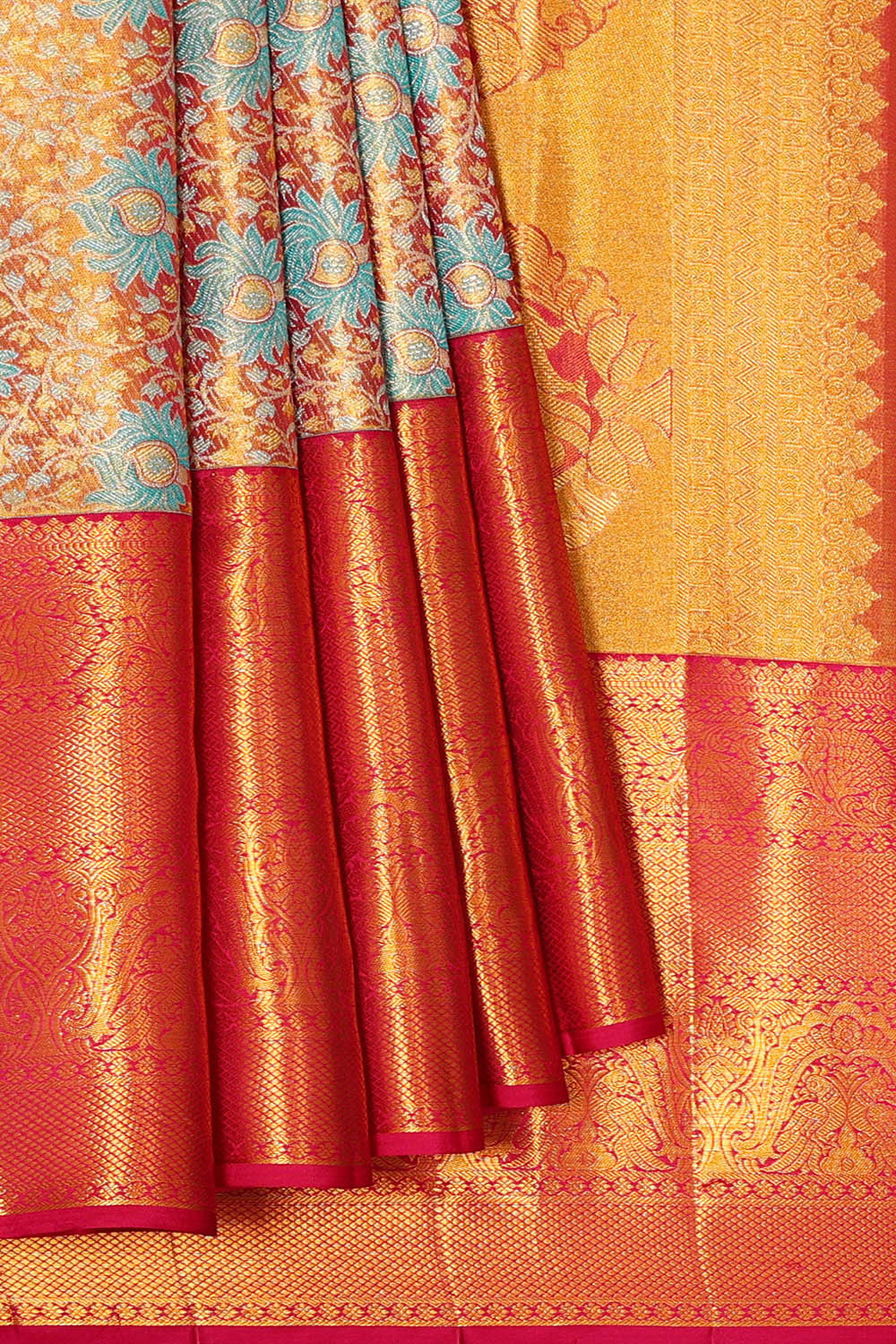 Image of Kanchipattu Dull Red Tissue Brocade Saree