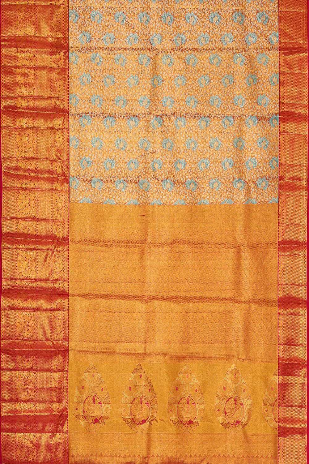 Image of Kanchipattu Dull Red Tissue Brocade Saree
