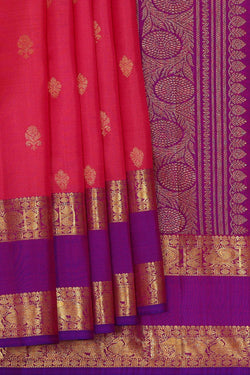 Image of Kanchipattu Pinkish Red Brocade Saree