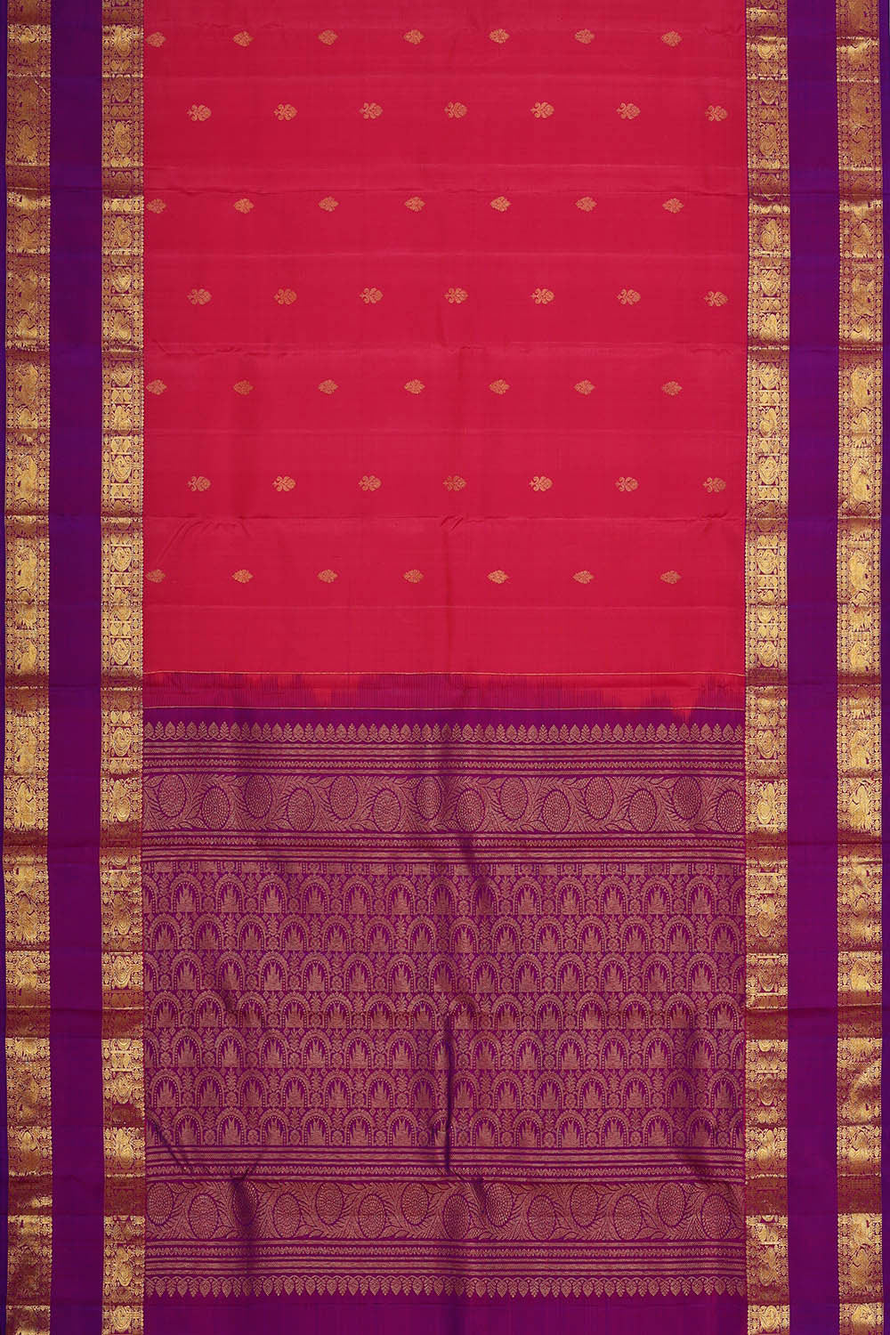Kanchipattu Pinkish Red Brocade Saree