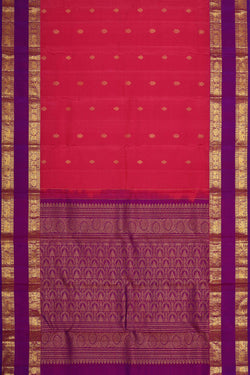 Image of Kanchipattu Pinkish Red Brocade Saree