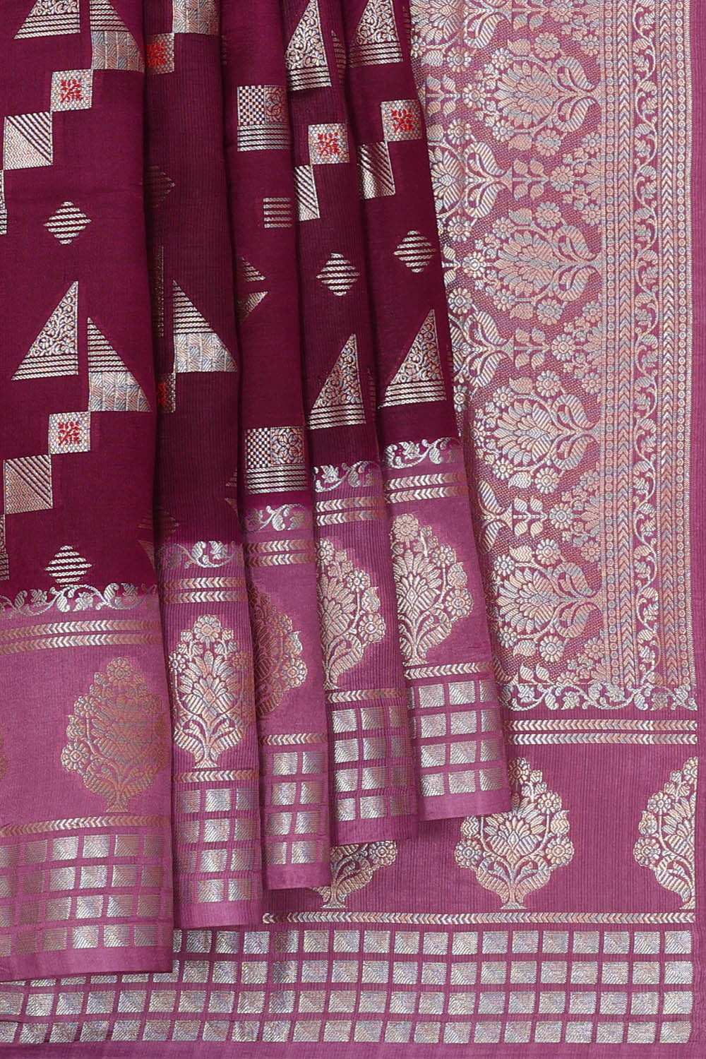 Wine Red Silk Saree