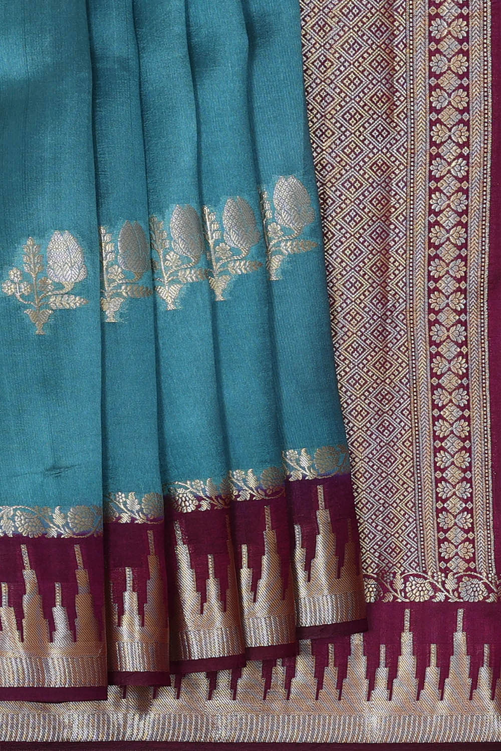 Ocean Blue Silk Saree