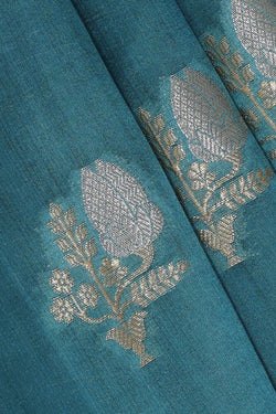 Image of Ocean Blue Silk Saree