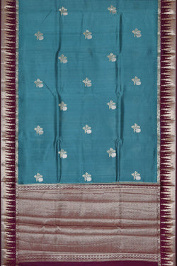 Image of Ocean Blue Silk Saree