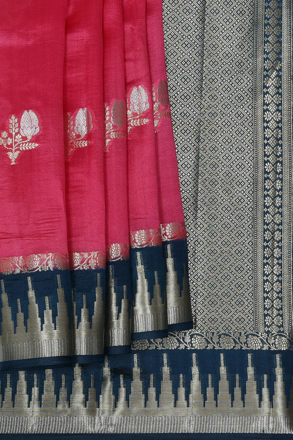 Pinkish Red Silk Saree