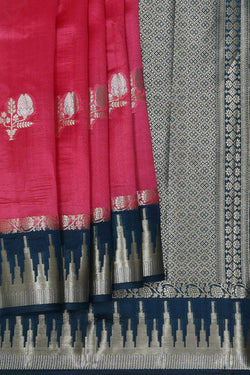 Image of Pinkish Red Silk Saree