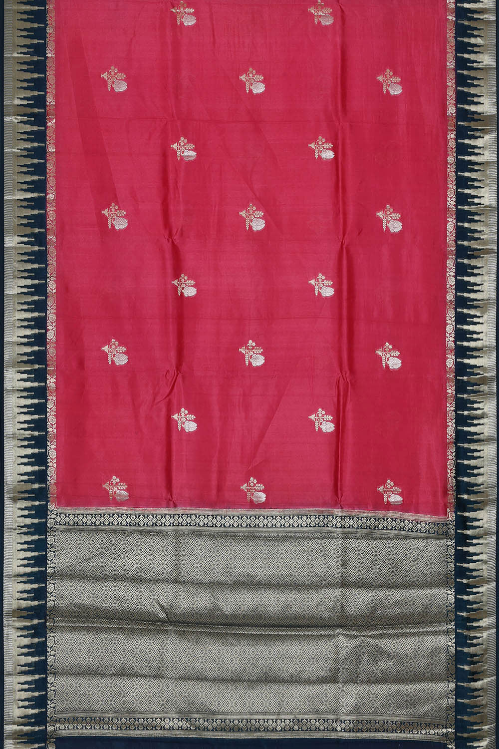 Pinkish Red Silk Saree