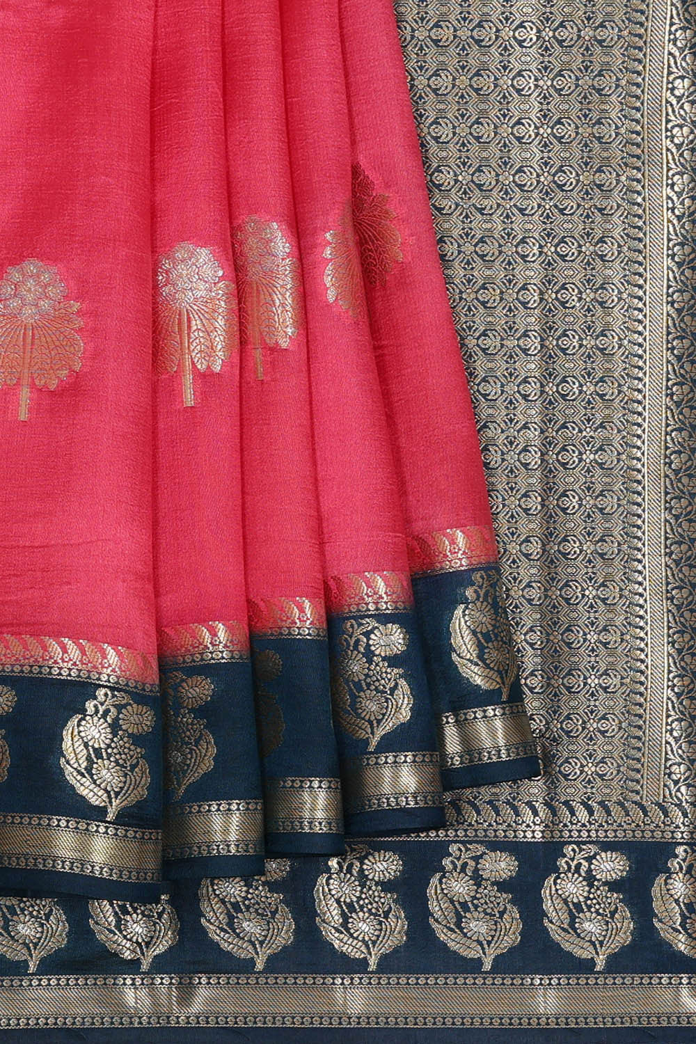 Image of Peach Pink Silk Saree