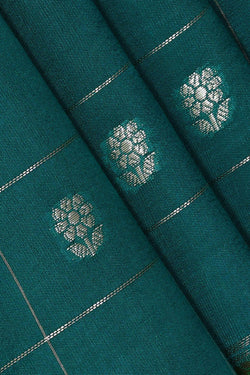 Image of Peacock Blue Silk Saree
