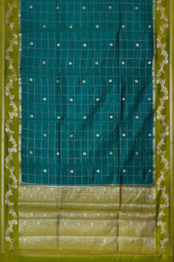 Image of Peacock Blue Silk Saree