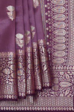 Image of Dark Lavender Silk Saree