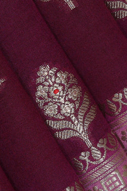 Image of Wine Red Silk Saree