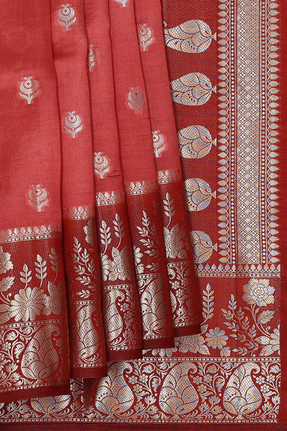 Orange Red Silk Saree