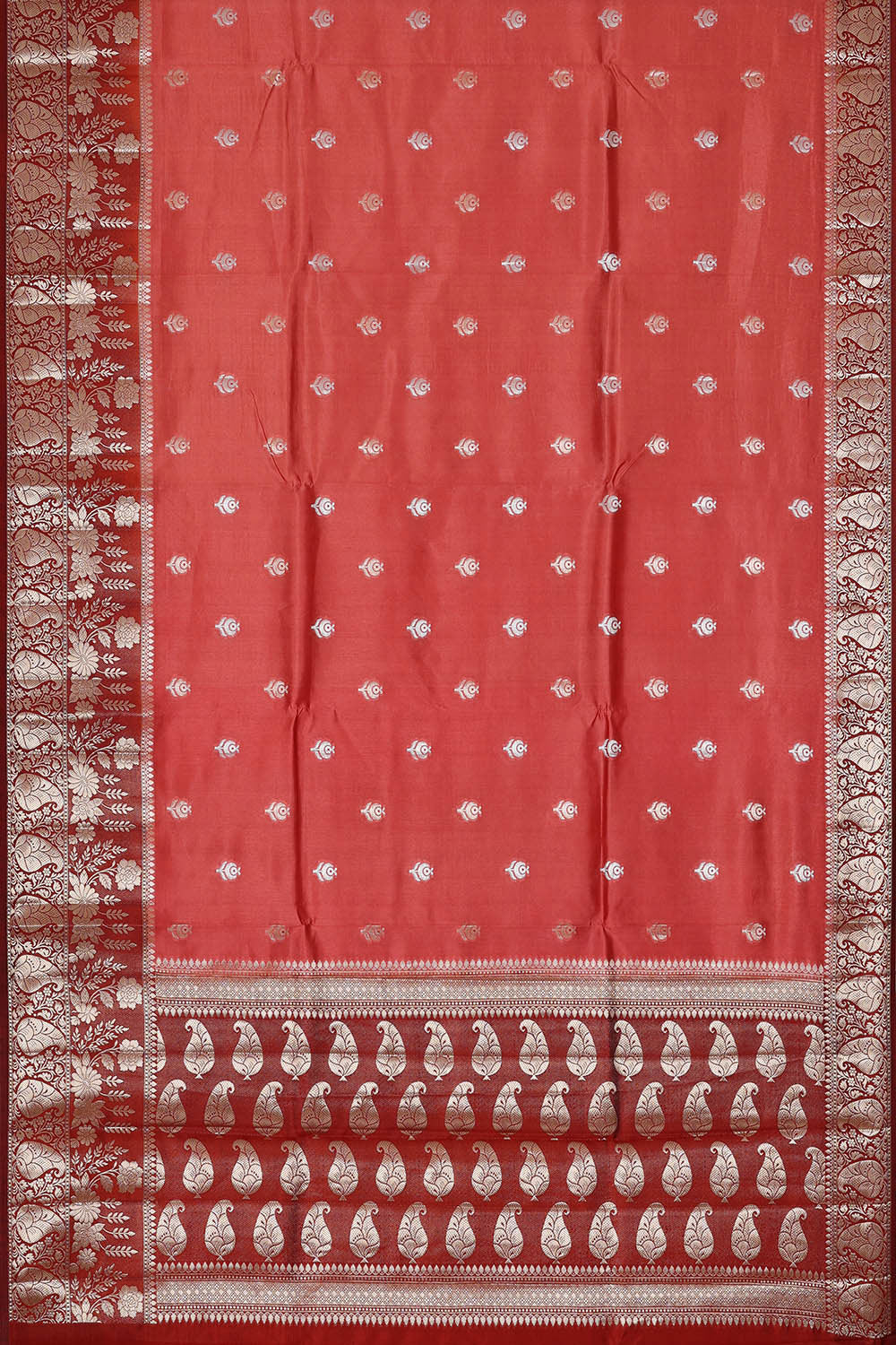 Orange Red Silk Saree